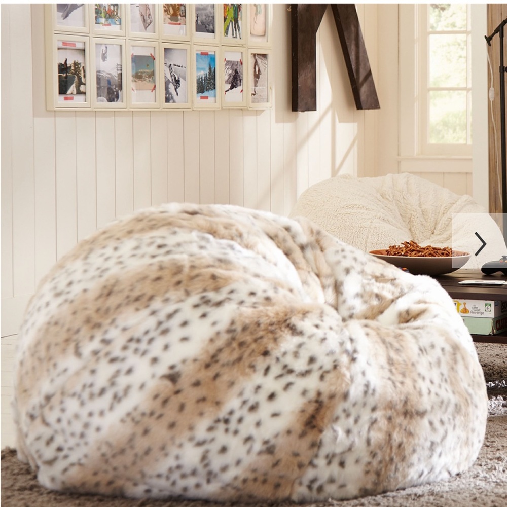💕SALE💕 Pottery Barn Teen Fur Leopard Print Beanbag Cover - Picture 2 of 8